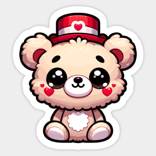 Cute Valentine's teddy Bear with a Heart Hat Sticker
